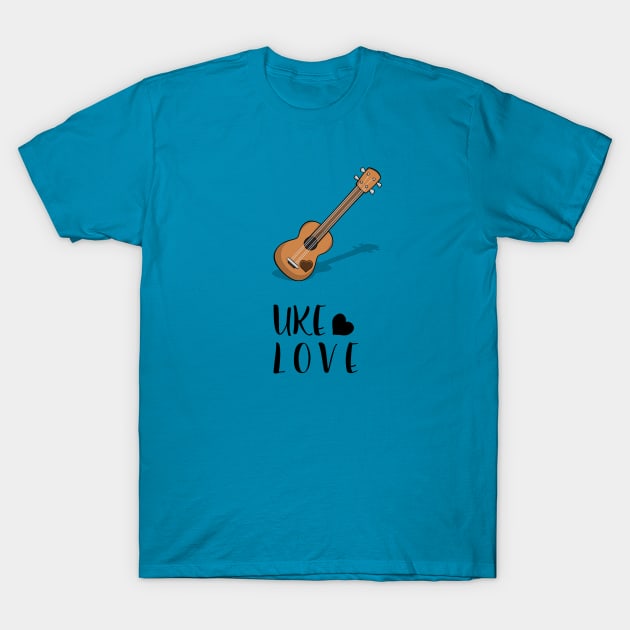 Mahalo and Aloha Hawaiian Acoustic Ukulele Uke Love with Heart T-Shirt by natureguided